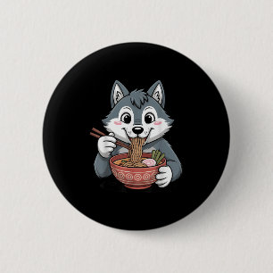 Chapa Redonda De 5 Cm Cute Husky comiendo fideos de perro de Kawaii en J