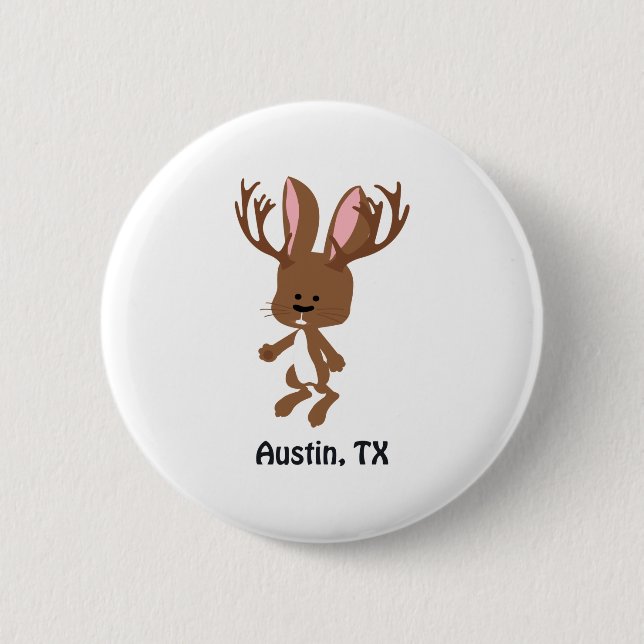 Chapa Redonda De 5 Cm Cute Jackalope - Austin, Texas (Anverso)