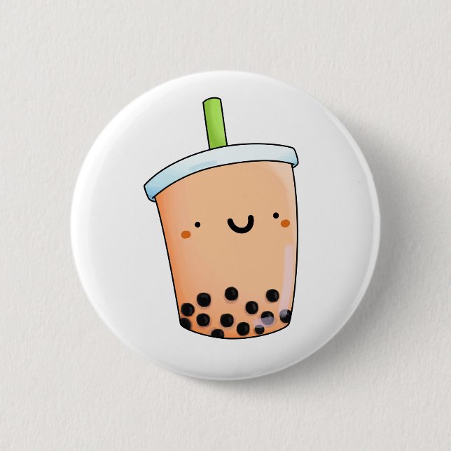 Chapa Redonda De 5 Cm Cute Kawaii Boba Tea (Anverso)