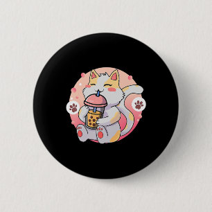 Chapa Redonda De 5 Cm Cute Kawaii Cat Boba Tea Anime Kitten Regalo Niños