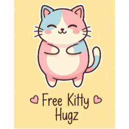 Chapa Redonda De 5 Cm Cute Kawaii Cat Free Pup Hugz Pastel Round Butto