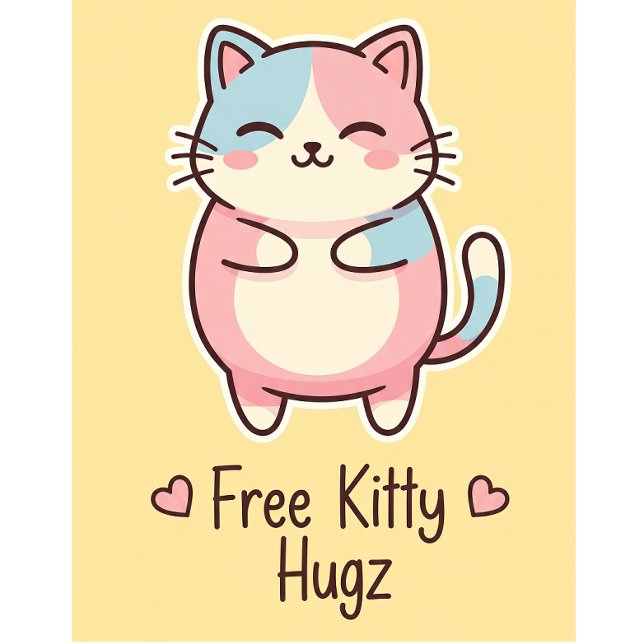 Chapa Redonda De 5 Cm Cute Kawaii Cat Free Pup Hugz Pastel Round Butto (Subido por el creador)