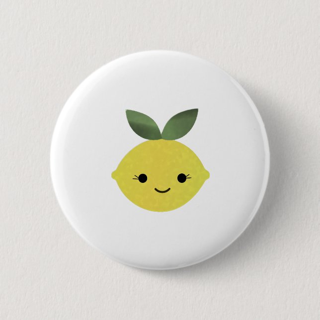 Chapa Redonda De 5 Cm Cute Kawaii Lemon (Anverso)