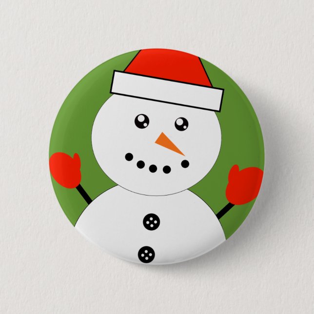 Chapa Redonda De 5 Cm Cute Kawaii Snowman (Anverso)