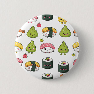 Chapa Redonda De 5 Cm Cute Kawaii Sushi Pattern Button | Fun Foodie Pin 