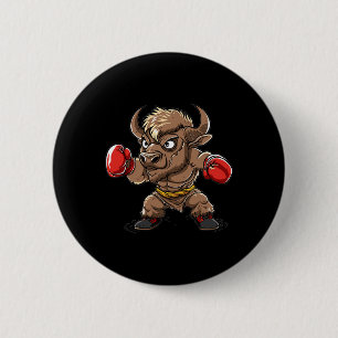 Chapa Redonda De 5 Cm Cute Kickboxing Bison I Bison Infantil