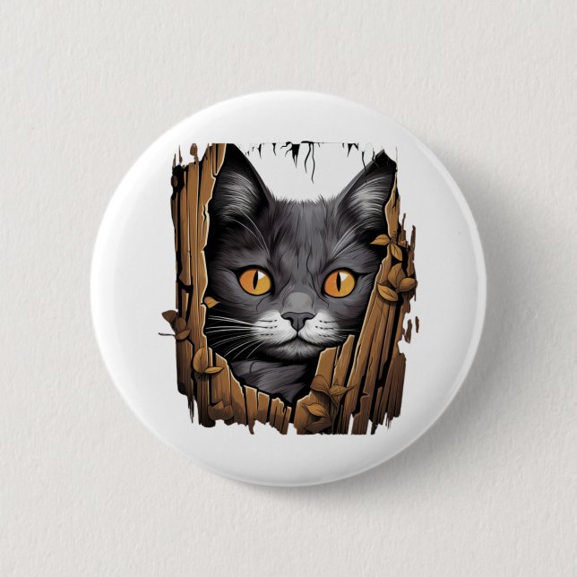 Chapa Redonda De 5 Cm Cute kitten de tela rota - Cats T-Shirt (Anverso)