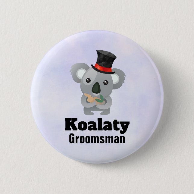 Chapa Redonda De 5 Cm Cute Koala Pun Koalaty Groomsman (Anverso)