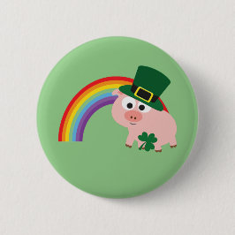 Chapa Redonda De 5 Cm Cute Leprechaun Pig