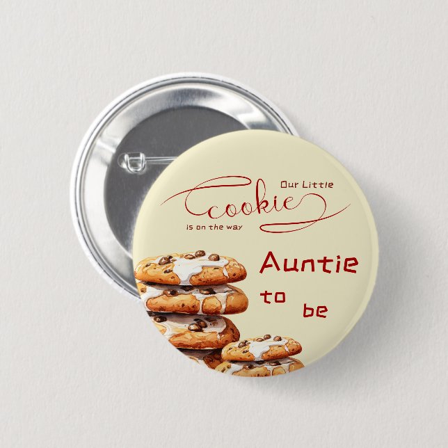 Chapa Redonda De 5 Cm Cute Little Cookie Baby Shower Auntie-to-be (Anverso y reverso)