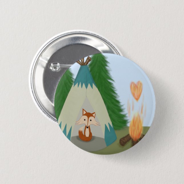 Chapa Redonda De 5 Cm Cute Lone Fox (Anverso y reverso)