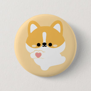 Chapa Redonda De 5 Cm Cute Love Corgi