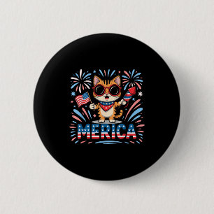 Chapa Redonda De 5 Cm Cute merica 4 de julio gato 250 años porche ganso