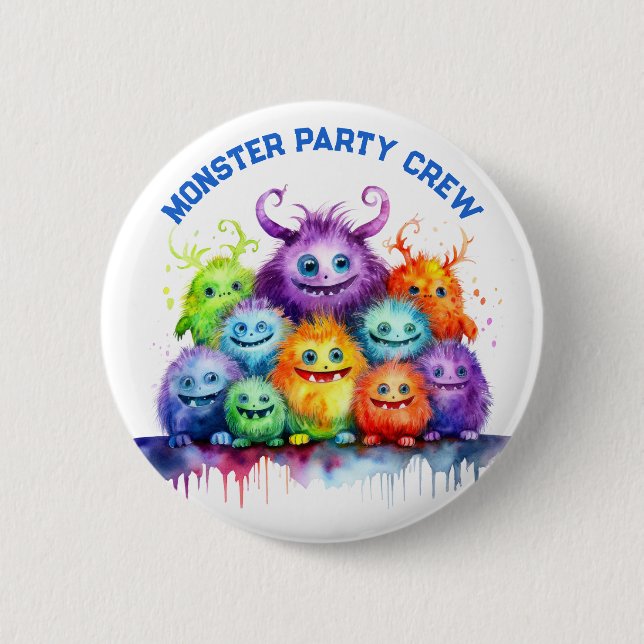 Chapa Redonda De 5 Cm Cute Monsters Kids Birthday Party Crew (Anverso)