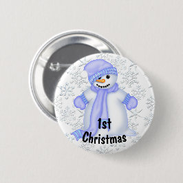 Chapa Redonda De 5 Cm Cute Muñeco de Nieve Bebé 1er Navidad