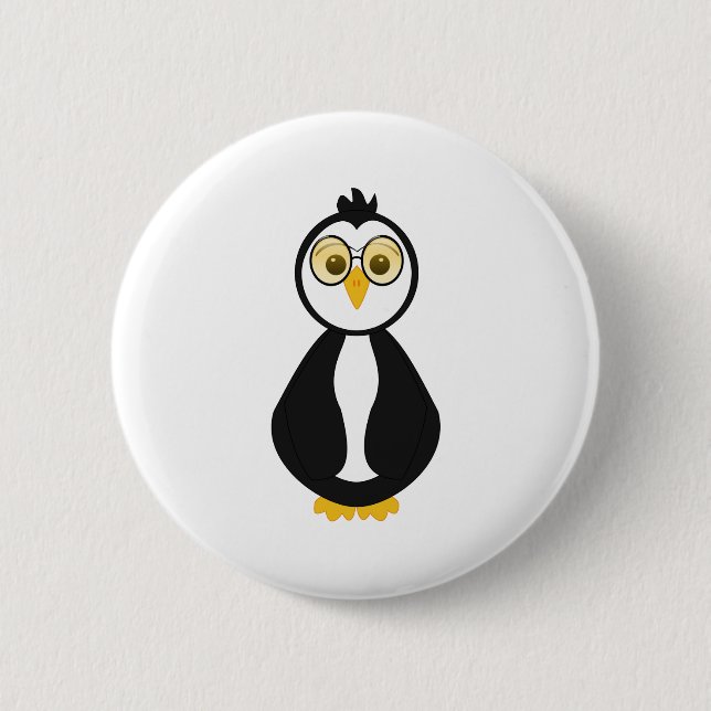 Chapa Redonda De 5 Cm Cute Nerdy Penguin (Anverso)