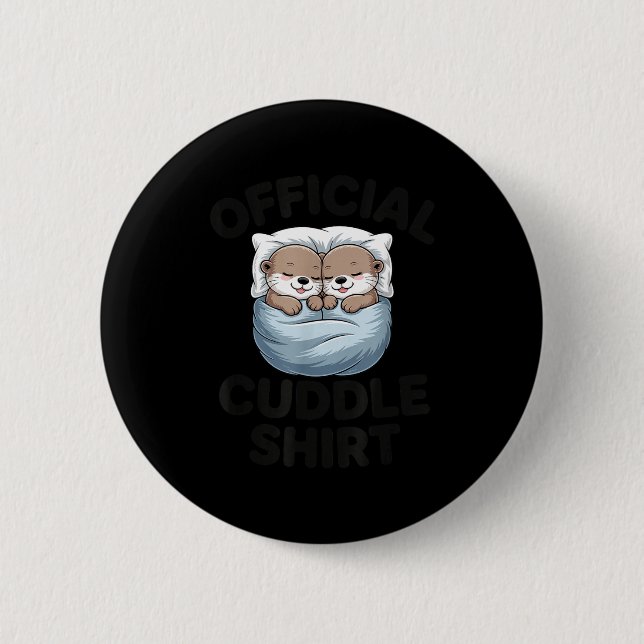 Chapa Redonda De 5 Cm Cute Otter Couple Cozy Cuddle  (Anverso)