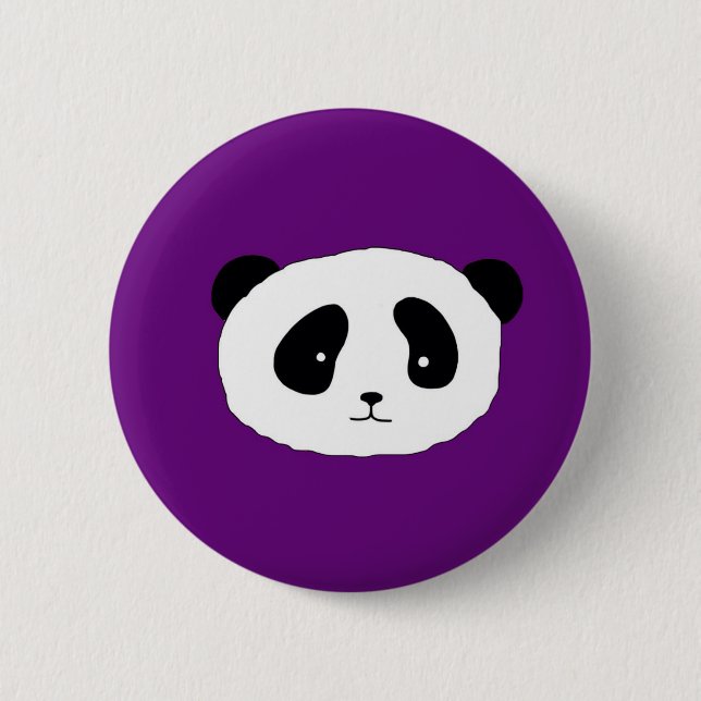 Chapa Redonda De 5 Cm Cute Panda Face patrón púrpura (Anverso)