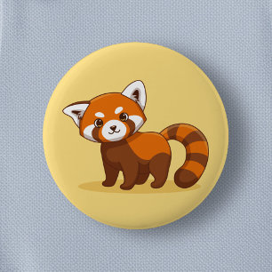 Chapa Redonda De 5 Cm Cute Panda Rojo en Amarillo