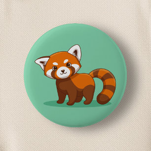 Chapa Redonda De 5 Cm Cute Panda Rojo en Verde