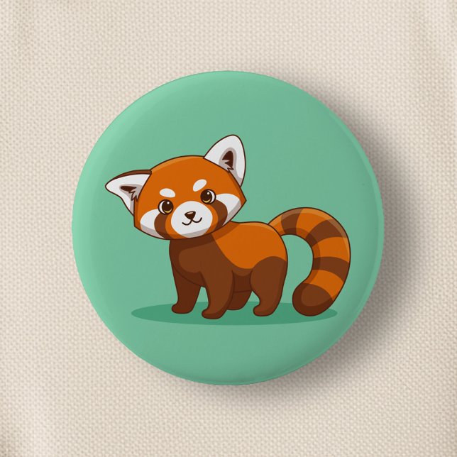 Chapa Redonda De 5 Cm Cute Panda Rojo en Verde (Subido por el creador)