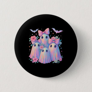 Chapa Redonda De 5 Cm Cute Pastel Ghost Boo Crew Floral Mateo Halloween
