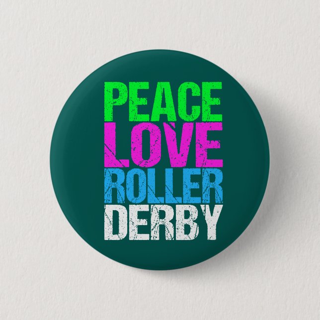 Chapa Redonda De 5 Cm Cute Peace Love Roller Derby (Anverso)