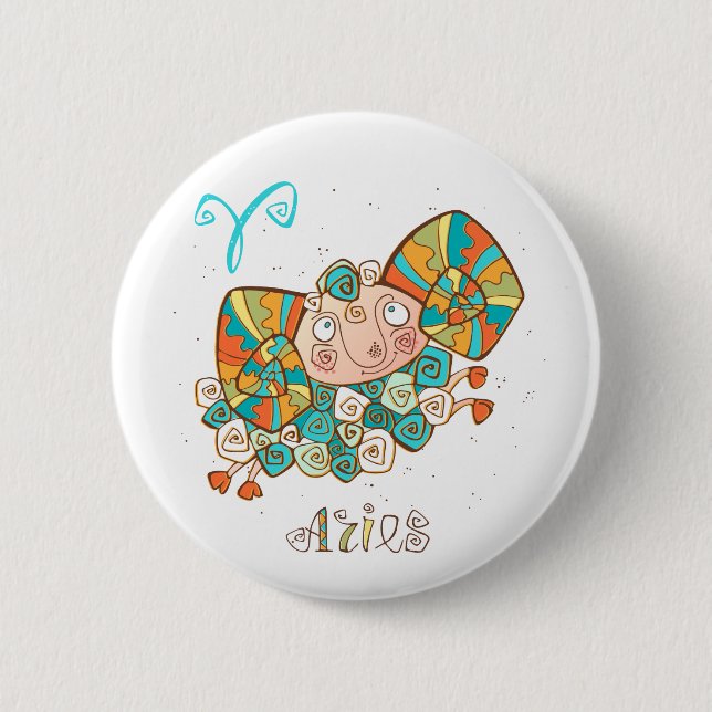 Chapa Redonda De 5 Cm Cute Personalizado Aries (Anverso)