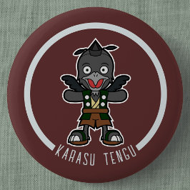 Chapa Redonda De 5 Cm Cute Personalizado Crow Tengu | Yokai japonés