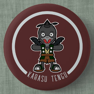 Chapa Redonda De 5 Cm Cute Personalizado Crow Tengu   Yokai japonés