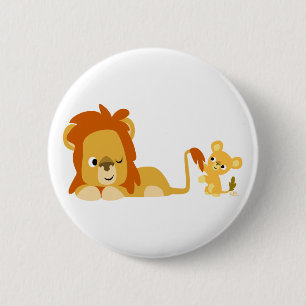 Chapa Redonda De 5 Cm Cute Personalizado Leon Dad y Cub Button Badge