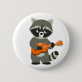 Chapa Redonda De 5 Cm Cute Personalizado Raccoon Toca Guitarra