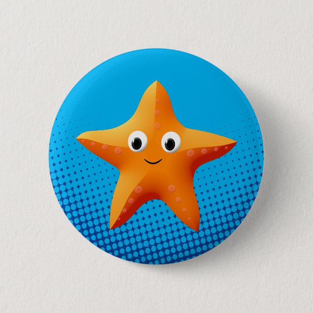 Chapa Redonda De 5 Cm Cute Personalizado Starfish Blue Ocean (Anverso)