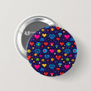 Chapa Redonda De 5 Cm Cute Pin Enamel Retro de Juegos de Pixel de 8 Bits