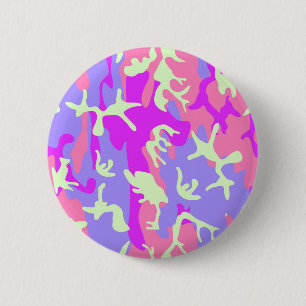 Chapa Redonda De 5 Cm Cute pinky digital camouflage pattern