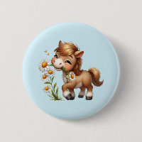 Cute Pony Eating Daisies