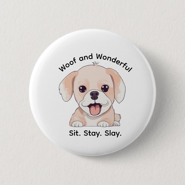 Chapa Redonda De 5 Cm Cute Puppy Lovers Stylish Dog Mom Button (Anverso)