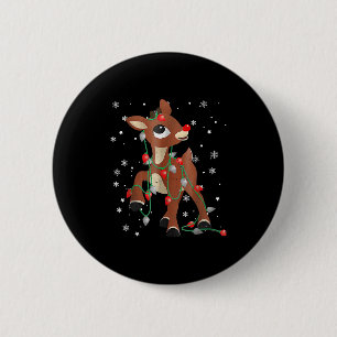 Chapa Redonda De 5 Cm Cute Rudolph El Reno De La Nariz Roja Para Los Niñ