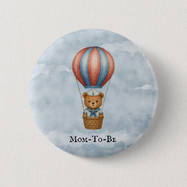Chapa Redonda De 5 Cm Cute Sailor Hot Air Balloon Boy Baby Shower