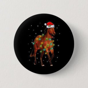 Chapa Redonda De 5 Cm Cute Santa Claus Horse Xmas Tree Light Merry Chris