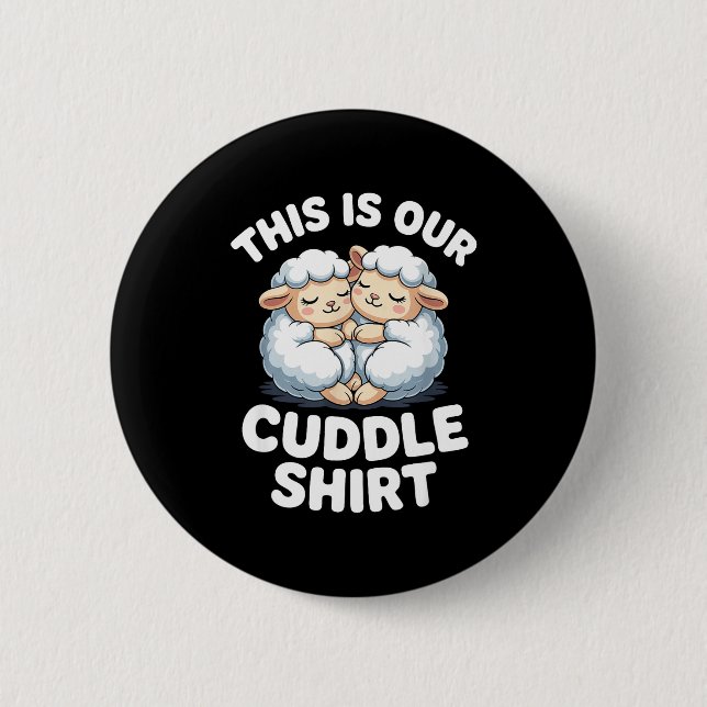 Chapa Redonda De 5 Cm Cute Sheep Couple This Is Our Cuddle  (Anverso)