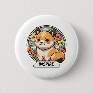 Chapa Redonda De 5 Cm Cute Shiba Inu Pup