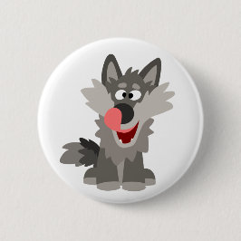 Chapa Redonda De 5 Cm Cute Silly Personalizado Wolf