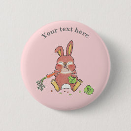 Chapa Redonda De 5 Cm Cute Sleepy Bunny Rabbit Pink