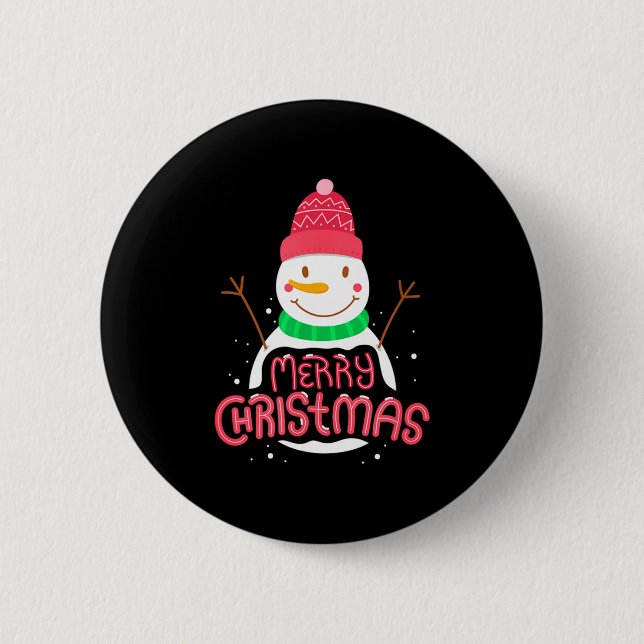 Chapa Redonda De 5 Cm Cute Snowman Merry Xmas Merry Christmas Happy New  (Anverso)