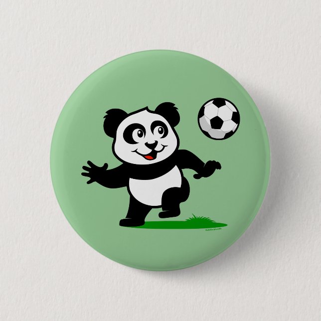 Chapa Redonda De 5 Cm Cute Soccer Panda (Anverso)
