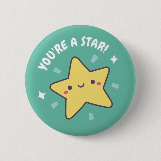 Chapa Redonda De 5 Cm Cute Star Doodle (Anverso)