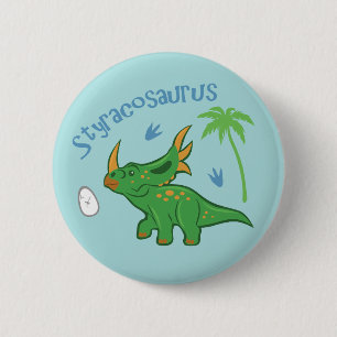 Chapa Redonda De 5 Cm Cute Styracosaurus