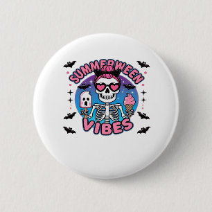 Chapa Redonda De 5 Cm Cute Summerween Vibes Skeleton IceCream Summer Vac
