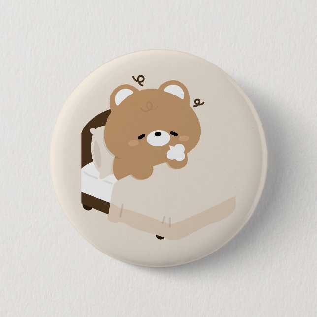 Chapa Redonda De 5 Cm Cute Tired Brown Bear (Anverso)